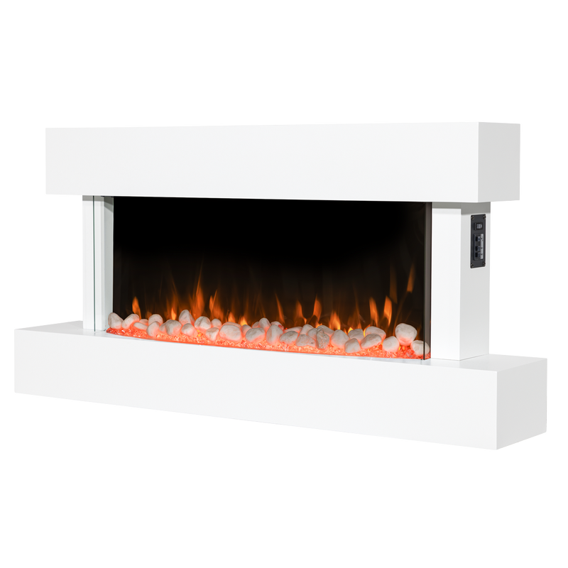Baridi DH113 Wall Mounting Electric Fireplace with LED Flame Effect 46" - White