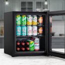 Baridi DH12  50L Tabletop Beer & Drinks Mini Fridge with Light 3-10 degreeC - Black & Glass