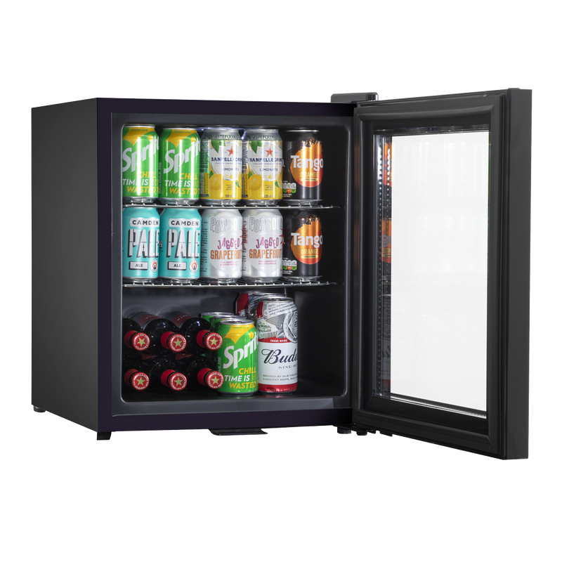 Baridi DH12  50L Tabletop Beer & Drinks Mini Fridge with Light 3-10 degreeC - Black & Glass
