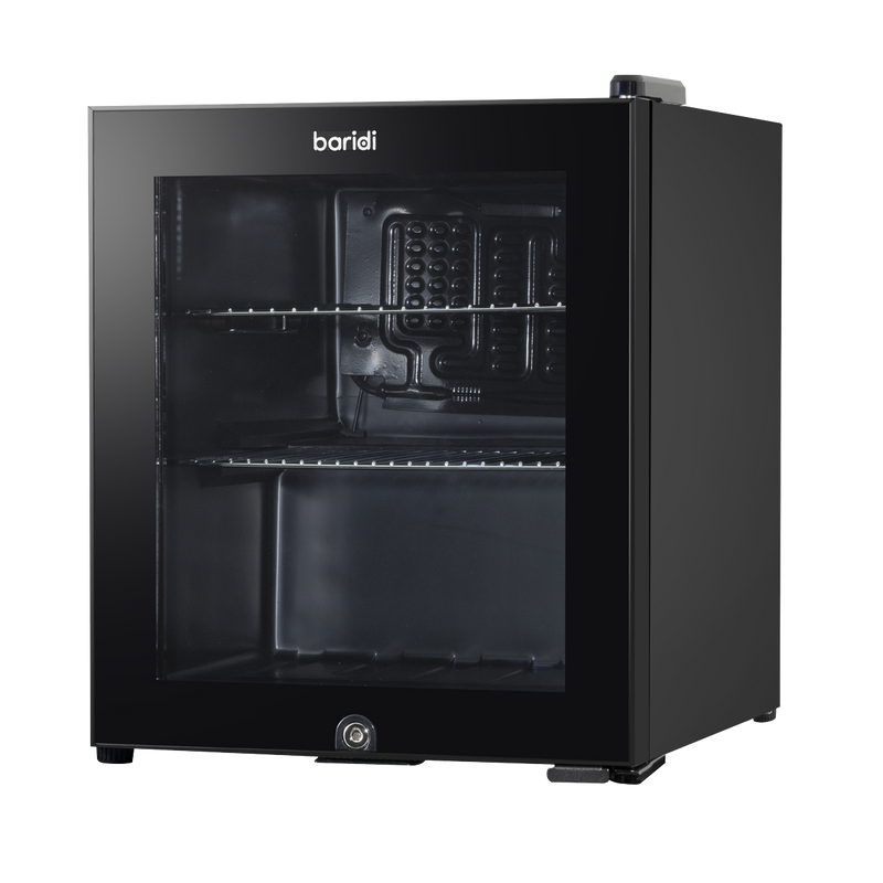 Baridi DH12  50L Tabletop Beer & Drinks Mini Fridge with Light 3-10 degreeC - Black & Glass