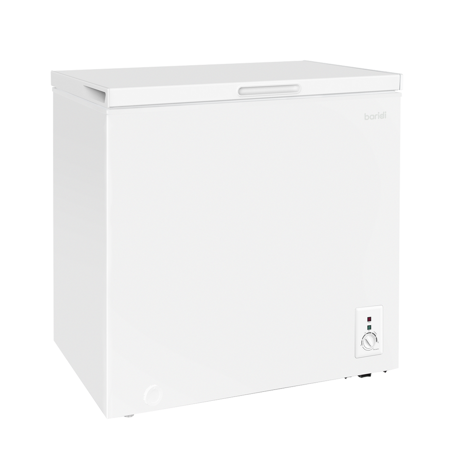 Baridi DH120  Freestanding Chest Freezer, 142L Capacity, Garages and Outbuilding Safe, -12 to -24 degreeC Adjustable Thermostat with Refrigeration Mode, White