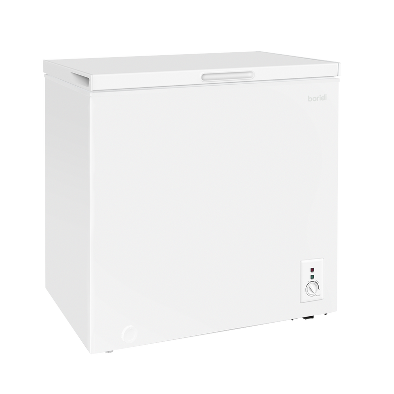 Baridi DH120  Freestanding Chest Freezer, 142L Capacity, Garages and Outbuilding Safe, -12 to -24 degreeC Adjustable Thermostat with Refrigeration Mode, White
