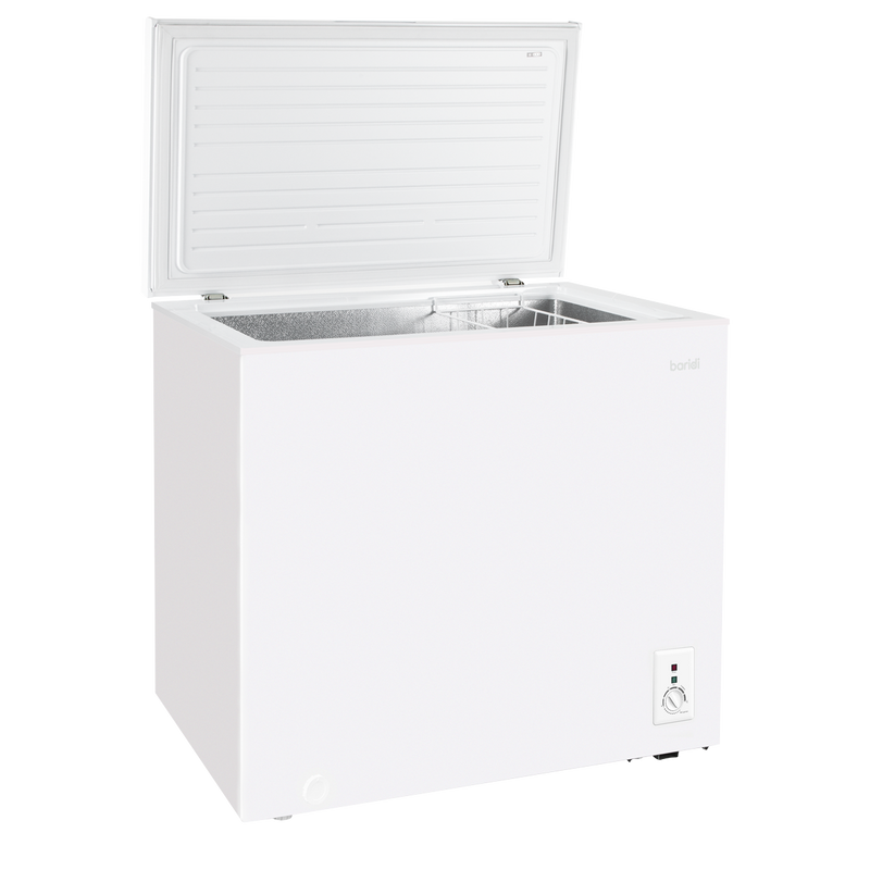 Baridi DH120  Freestanding Chest Freezer, 142L Capacity, Garages and Outbuilding Safe, -12 to -24 degreeC Adjustable Thermostat with Refrigeration Mode, White