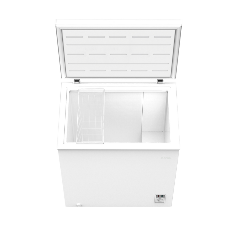 Baridi DH120  Freestanding Chest Freezer, 142L Capacity, Garages and Outbuilding Safe, -12 to -24 degreeC Adjustable Thermostat with Refrigeration Mode, White