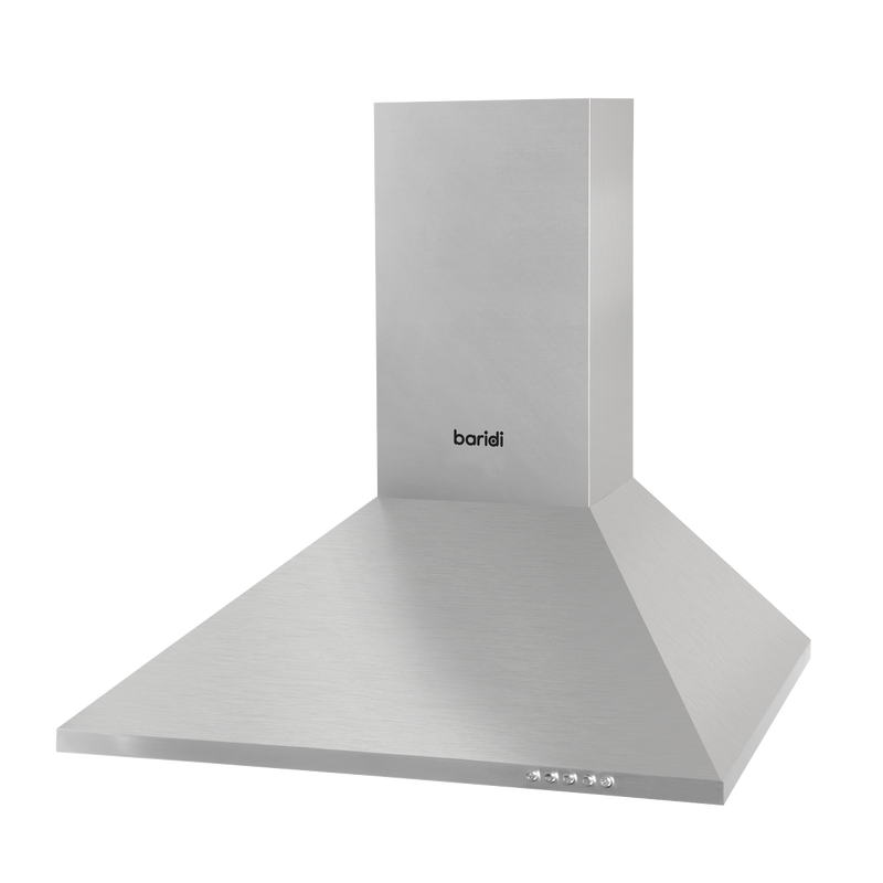 Baridi DH126  60cm Chimney Style Cooker Hood with Carbon Filters, Stainless Steel