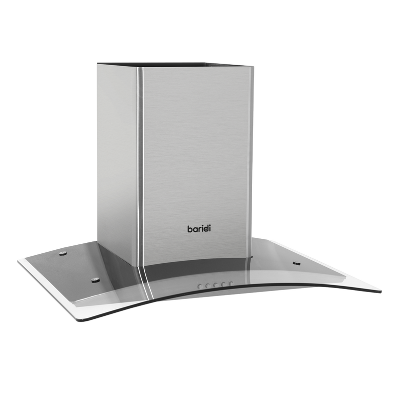 Baridi DH128  60cm Curved Glass Cooker Hood with Carbon Filters, LED Lights, Stainless Steel