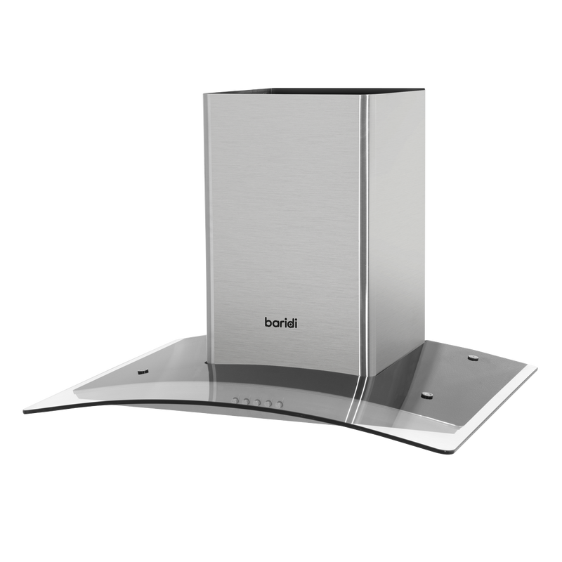 Baridi DH128  60cm Curved Glass Cooker Hood with Carbon Filters, LED Lights, Stainless Steel