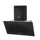 Baridi DH129  60cm Angled Chimney Cooker Hood with Carbon Filters, LED Lamp, Energy Class B, Black Glass