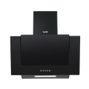 Baridi DH129  60cm Angled Chimney Cooker Hood with Carbon Filters, LED Lamp, Energy Class B, Black Glass