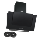 Baridi DH129  60cm Angled Chimney Cooker Hood with Carbon Filters, LED Lamp, Energy Class B, Black Glass