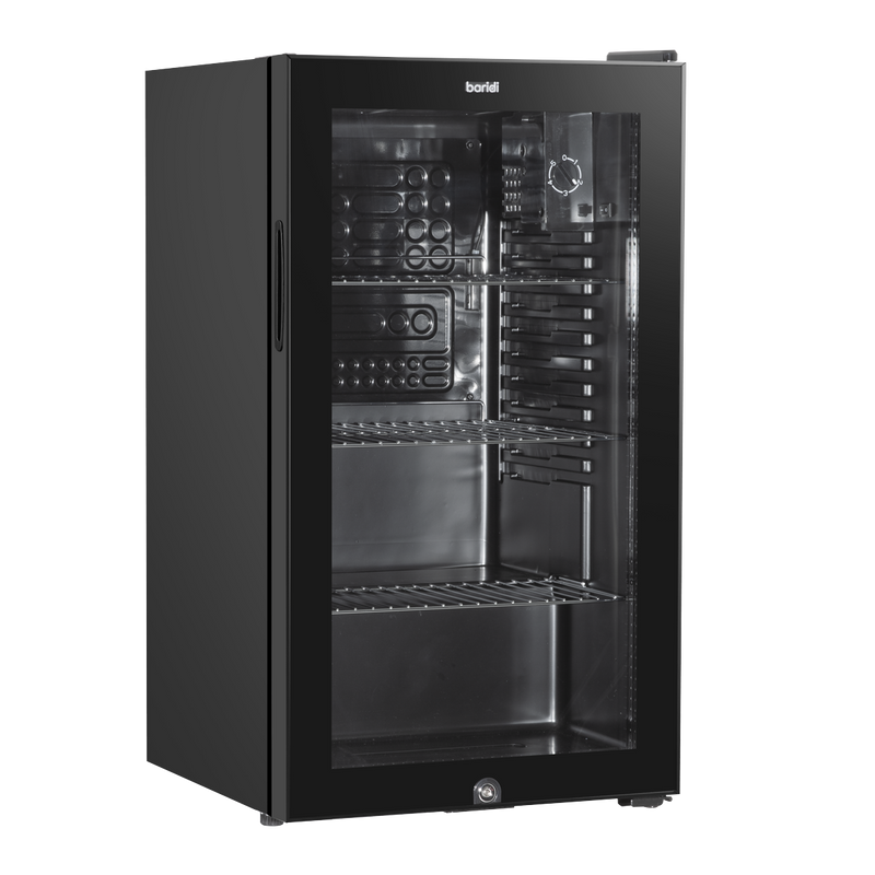 Baridi DH13  Under Counter Wine/Drink/Beverage Cooler/Fridge, Built-In Thermostat, Light, Security Lock, 85 Litre  Black
