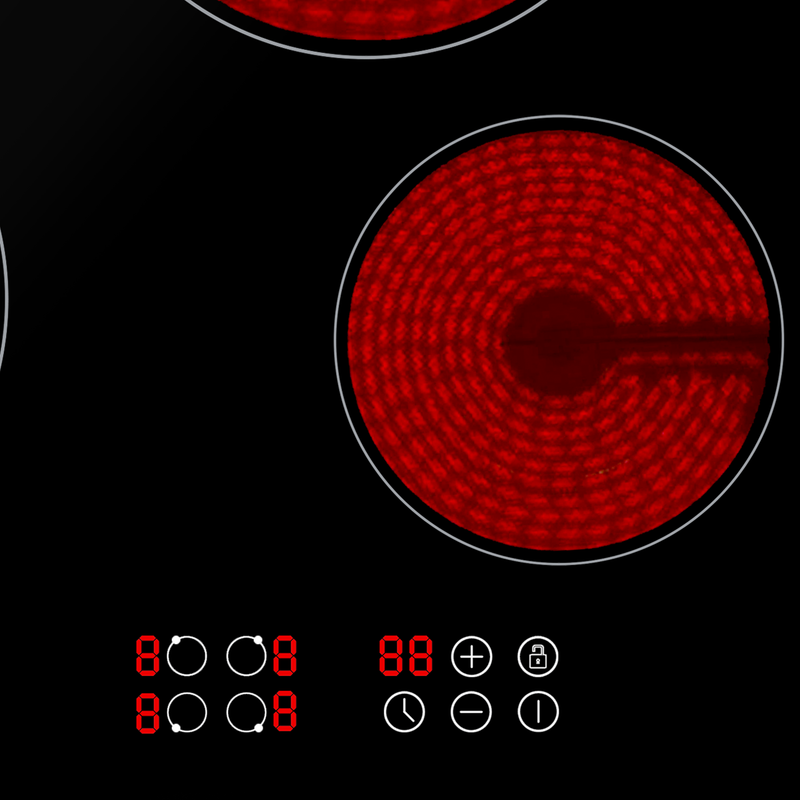 Baridi DH131  60cm Built-In Ceramic Hob 4 Cooking Zones, Black Glass, 6000W with Touch Controls, Timer