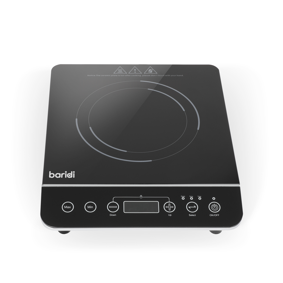 Baridi DH145  Induction Hob: Single Zone with 13A Plug, 10 Power Settings 200W-2000W, Touch Controls, 3-Hour Timer Function, Child Lock, Black