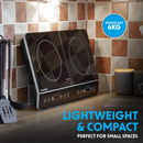 Baridi DH146  Portable Induction Hob: Two Zone Cooktop with 13A Plug, 2800W, 10 Power Settings, Touch Controls, 3-Hour Timer Function, Child Safety Lock, Black