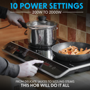 Baridi DH146  Portable Induction Hob: Two Zone Cooktop with 13A Plug, 2800W, 10 Power Settings, Touch Controls, 3-Hour Timer Function, Child Safety Lock, Black