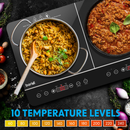 Baridi DH146  Portable Induction Hob: Two Zone Cooktop with 13A Plug, 2800W, 10 Power Settings, Touch Controls, 3-Hour Timer Function, Child Safety Lock, Black