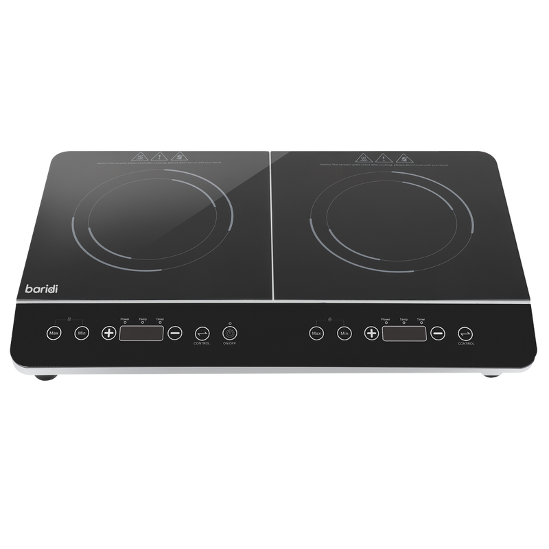 Sealey DH146 Baridi Portable Induction Hob: Two Zone Cooktop with 13A Plug, 2800W, 10 Power Settings, Touch Controls, 3-Hour Timer Function, Child Safety Lock, Black