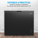 Baridi DH151  Freestanding Chest Freezer, 199L Capacity, Garages and Outbuilding Safe, -12 to -24 degreeC Adjustable Thermostat with Refrigeration Mode, Black