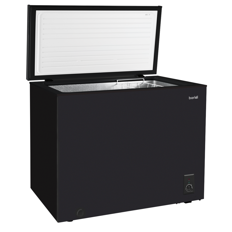 Baridi DH151  Freestanding Chest Freezer, 199L Capacity, Garages and Outbuilding Safe, -12 to -24 degreeC Adjustable Thermostat with Refrigeration Mode, Black