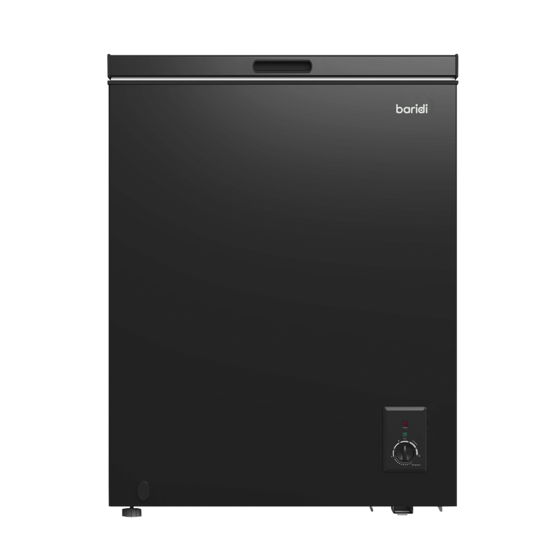 Baridi DH152  Freestanding Chest Freezer, 142L Capacity, Garages and Outbuilding Safe, -12 to -24 degreeC Adjustable Thermostat with Refrigeration Mode, Black