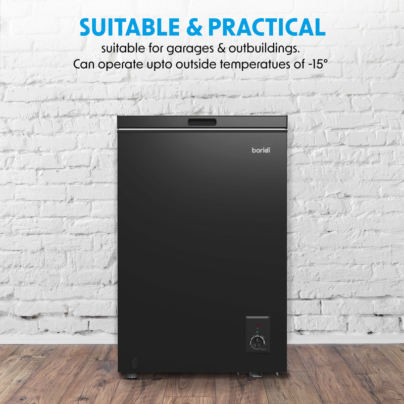 Baridi DH153  Freestanding Chest Freezer, 99L Capacity, -12 to -24 degreeC Adjustable Thermostat, Black - DH153