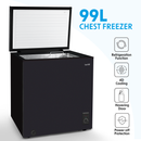 Baridi DH153  Freestanding Chest Freezer, 99L Capacity, -12 to -24 degreeC Adjustable Thermostat, Black - DH153