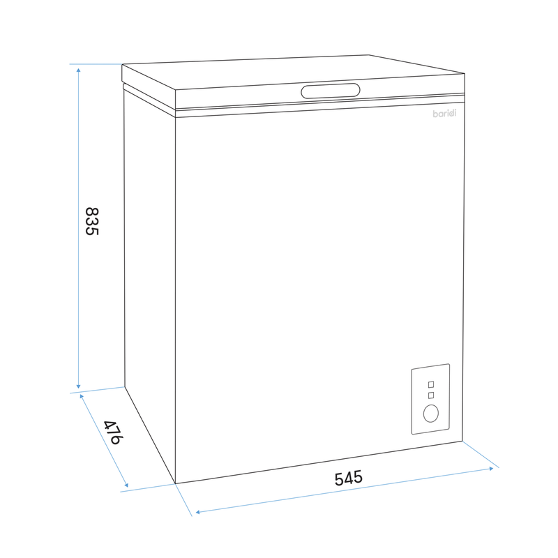 Baridi DH153  Freestanding Chest Freezer, 99L Capacity, -12 to -24 degreeC Adjustable Thermostat, Black - DH153