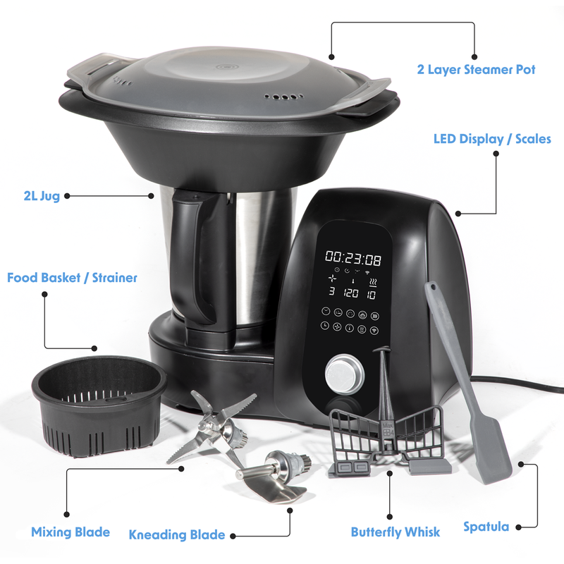 Baridi DH163  All-in-One Thermo-Cooker, 18 Preset Functions, App Guided Recipes, Black