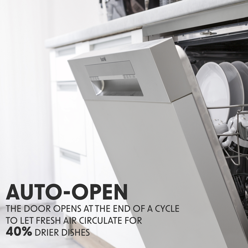 Baridi DH166  Slimline Freestanding Dishwasher, 45cm Wide with 10 Place Settings, 8 Programs & 5 Functions, LED Display, Silver