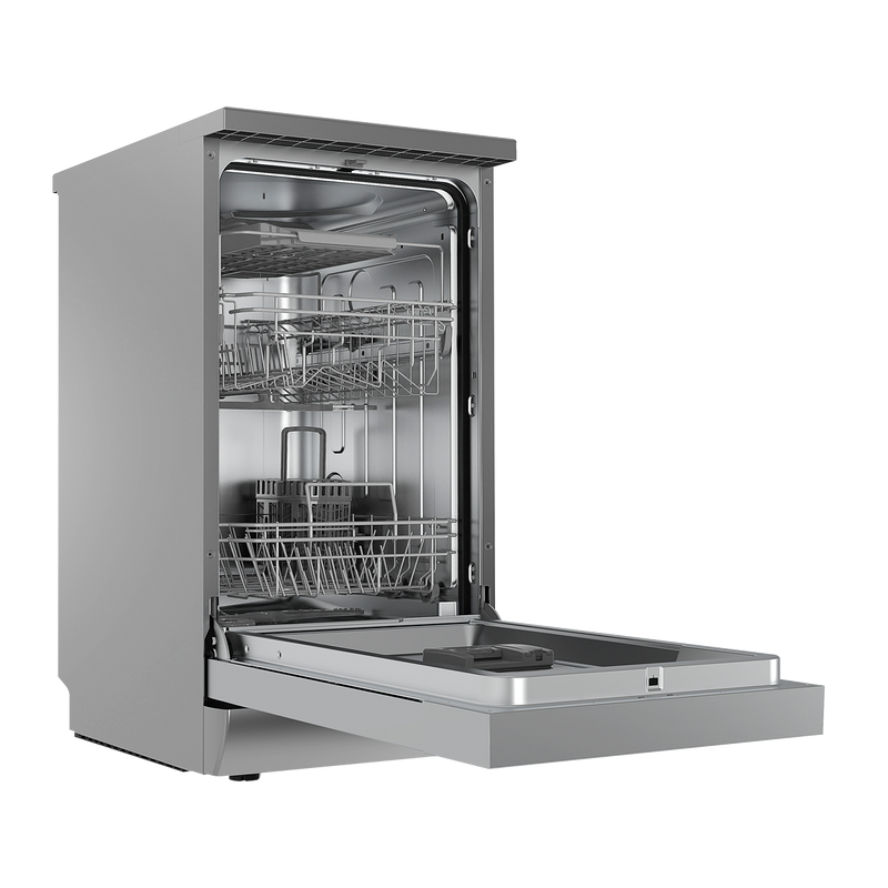 Baridi DH166  Slimline Freestanding Dishwasher, 45cm Wide with 10 Place Settings, 8 Programs & 5 Functions, LED Display, Silver