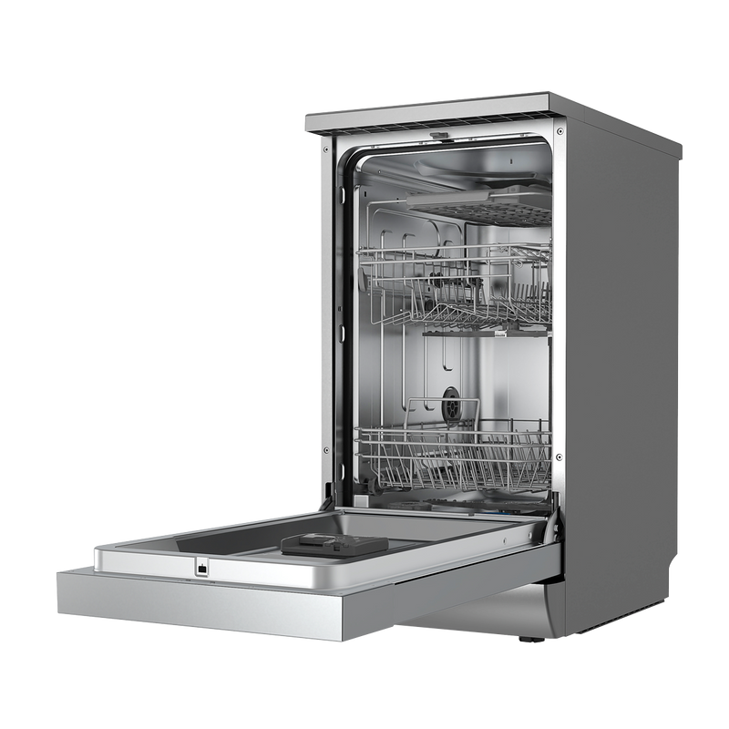 Baridi DH166  Slimline Freestanding Dishwasher, 45cm Wide with 10 Place Settings, 8 Programs & 5 Functions, LED Display, Silver