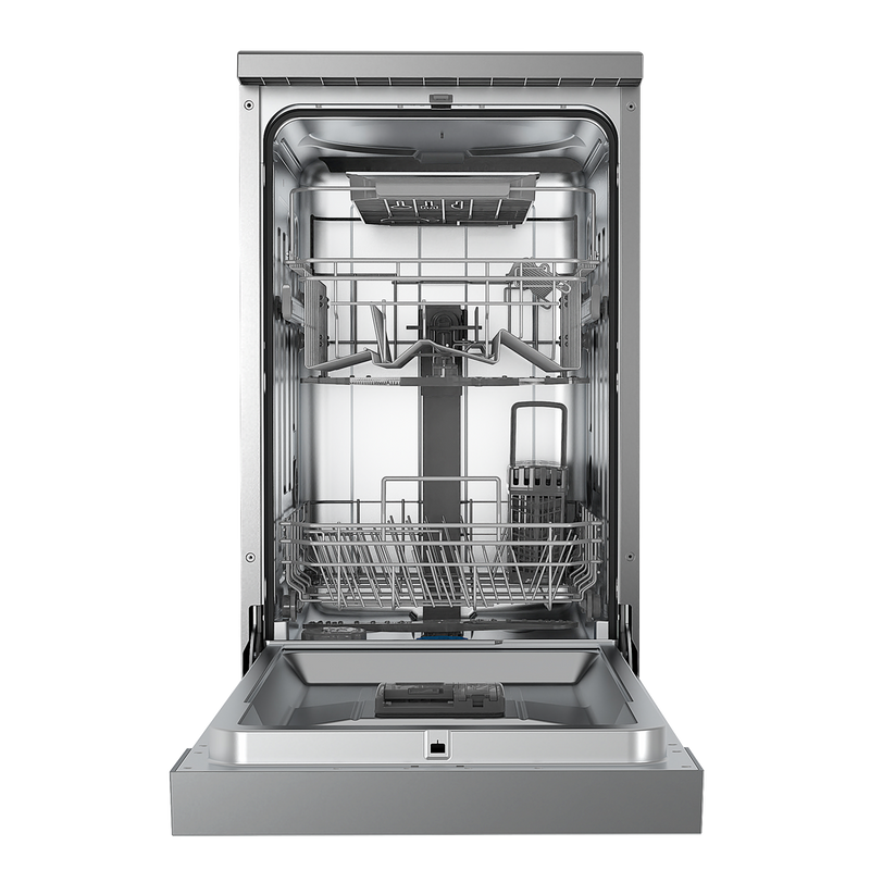 Baridi DH166  Slimline Freestanding Dishwasher, 45cm Wide with 10 Place Settings, 8 Programs & 5 Functions, LED Display, Silver