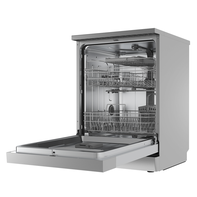 Baridi DH167  Freestanding Dishwasher, Full Size, Standard 60cm Wide with 14 Place Settings, 8 Programs & 5 Functions, LED Display, Silver