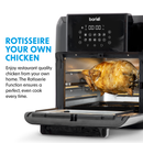 Baridi DH170  Air Fryer & Rotisserie, 10 Preset Programs, 1500W, 12L, Black & Silver