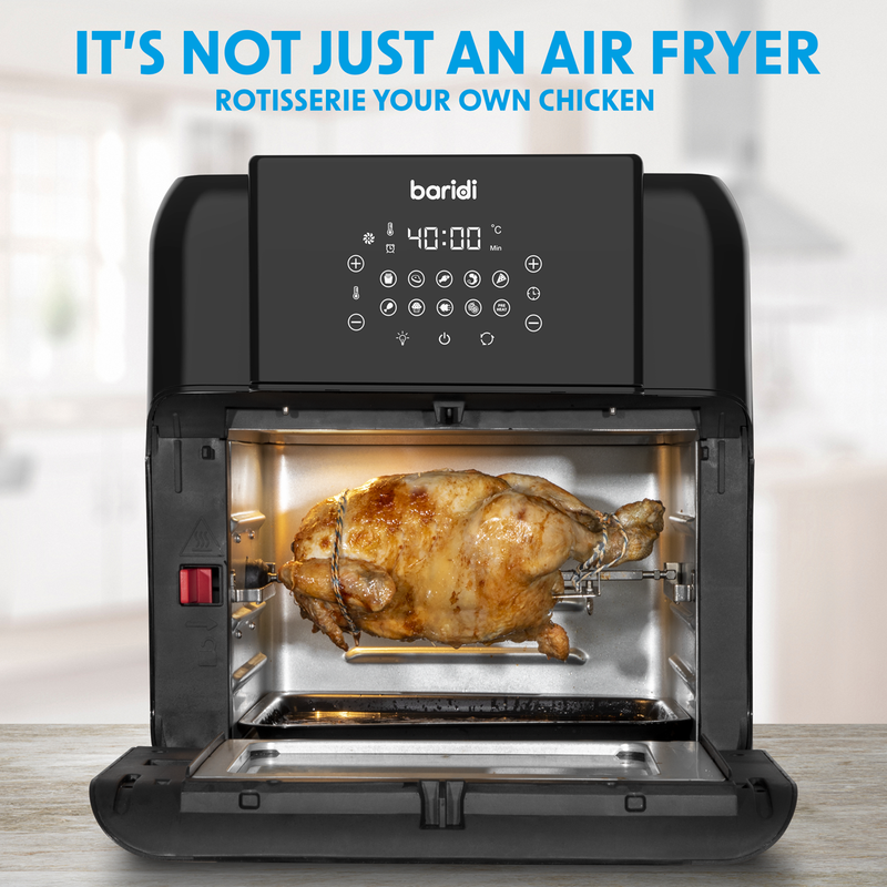 Baridi DH170  Air Fryer & Rotisserie, 10 Preset Programs, 1500W, 12L, Black & Silver