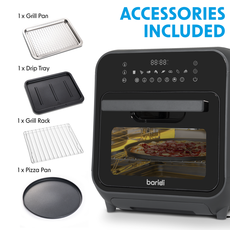 Sealey DH171 Baridi Steam Air Fryer Oven, Self-Cleaning, 8 Preset Programs, 1635W, 15L, Black