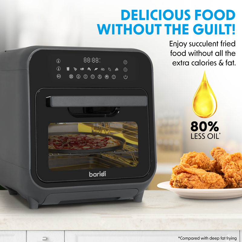 Sealey DH171 Baridi Steam Air Fryer Oven, Self-Cleaning, 8 Preset Programs, 1635W, 15L, Black