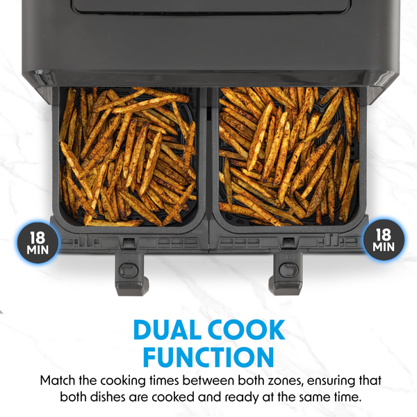 Baridi DH172  Dual Zone Air Fryer 8L with 8-in-1 Functions Touch Controls, Easy-Clean, Black - DH172
