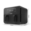 Baridi DH172  Dual Zone Air Fryer 8L with 8-in-1 Functions Touch Controls, Easy-Clean, Black - DH172
