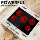 Baridi DH175  77cm Built-In Ceramic Hob with 5 Cooking Zones, Black Glass, 8200W with Slider Touch Controls, Timer
