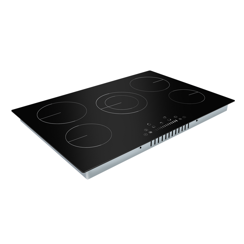 Baridi DH175  77cm Built-In Ceramic Hob with 5 Cooking Zones, Black Glass, 8200W with Slider Touch Controls, Timer