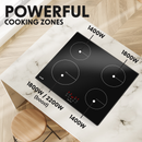 Baridi DH176  60cm Built-In Induction Hob with 4 Cooking Zones, Black Glass, 6800W with 9 Power Settings, Touch Controls & Timer, Hardwired