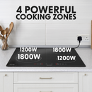 Baridi DH177  60cm Built-In Induction Hob with 4 Cooking Zones, 2800W, Boost Function, 9 Power Levels, Touch Control, Timer, supplied with 13A Plug