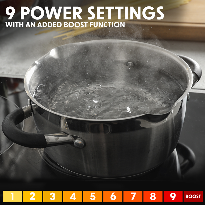 Sealey DH177 Baridi 60cm Built-In Induction Hob with 4 Cooking Zones, 2800W, Boost Function, 9 Power Levels, Touch Control, Timer, supplied with 13A Plug
