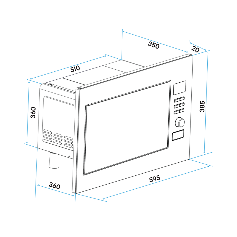 Baridi DH197  25L Integrated Microwave Oven with Grill, 900W, Stainless Steel