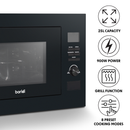 Baridi DH198  25L Integrated Microwave Oven with Grill, 900W, Sensor Touch Controls, Black