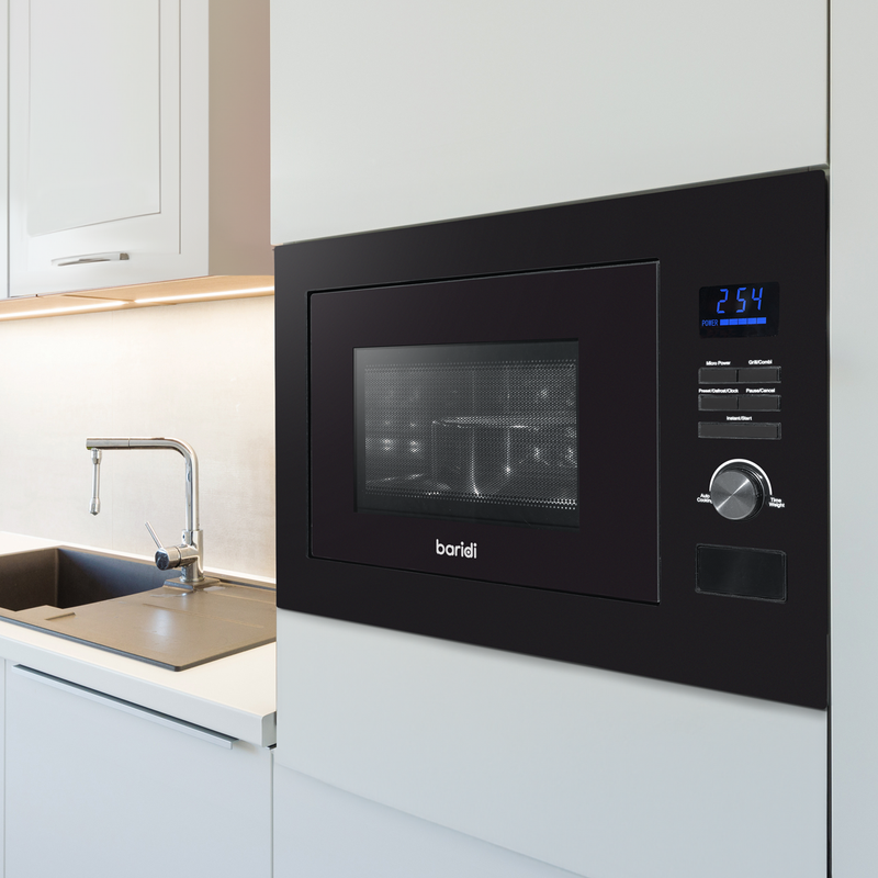 Sealey DH198 Baridi 25L Integrated Microwave Oven with Grill, 900W, Sensor Touch Controls, Black