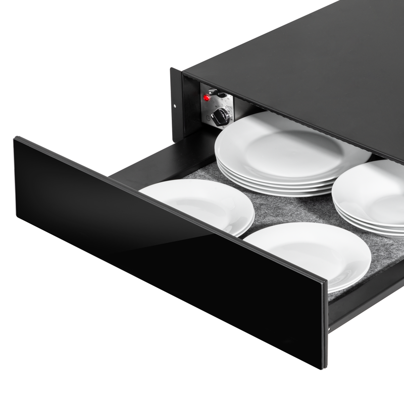 Baridi DH201  60cm Built-In Warming Drawer, Push-to-Open, Anti-Slip Mat, Black