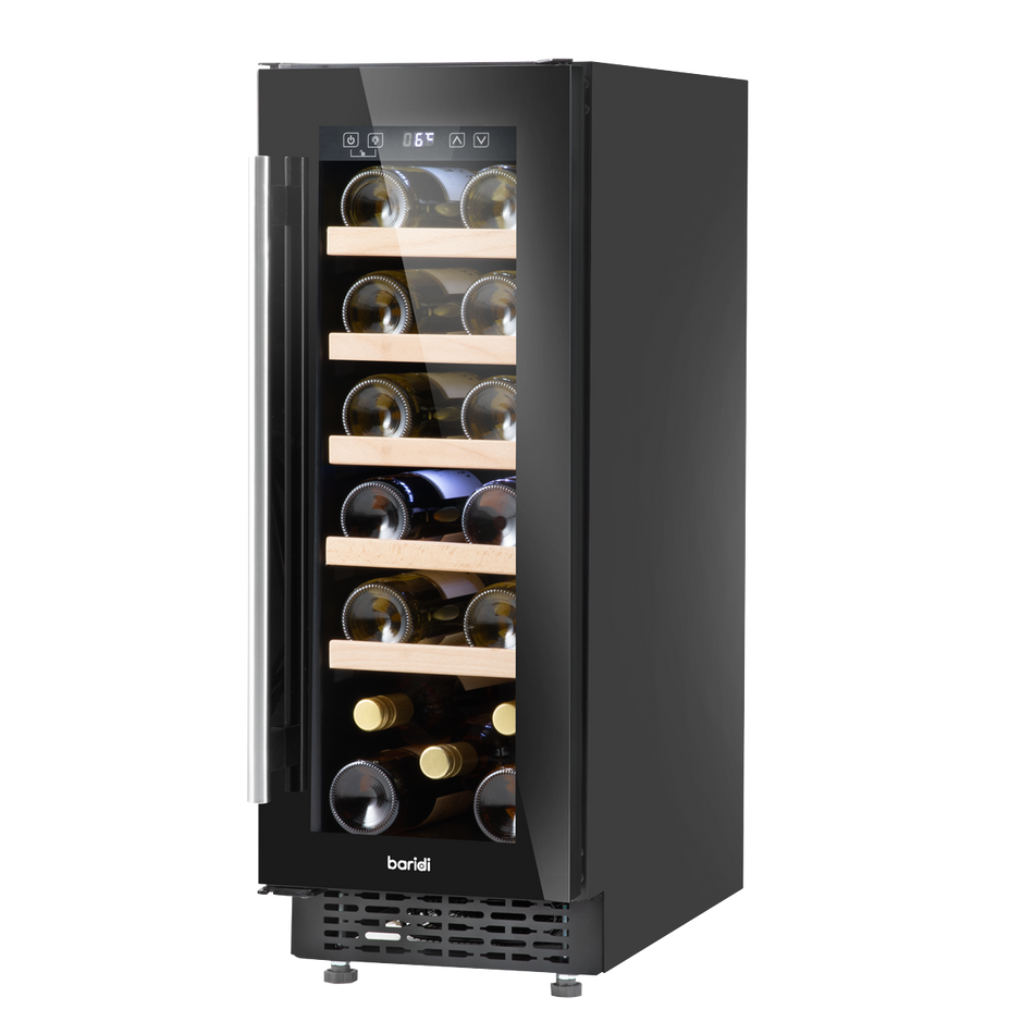 Baridi DH203  20 Bottle Slim 30cm Built-In Wine Cooler, Touchscreen Controls, Black