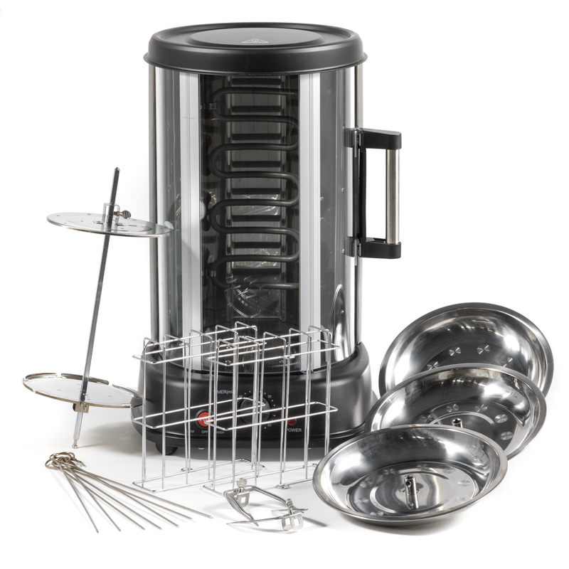 Baridi DH216  Rotisserie Grill, Kebabs, Gyros, Skewers, Roasts, 1500W, 21L, Black